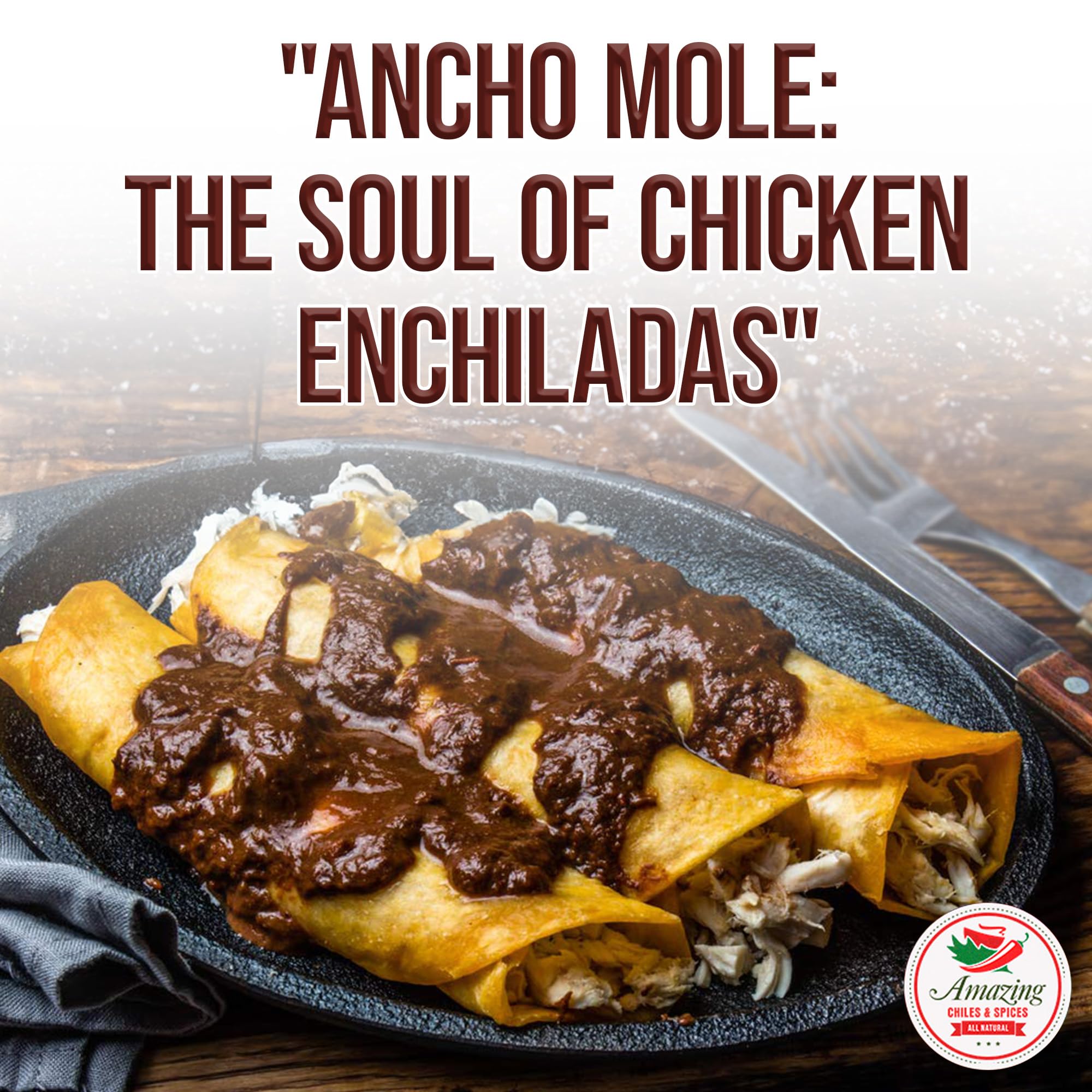 Closeup of ancho powder reveals premium texture and natural quality.