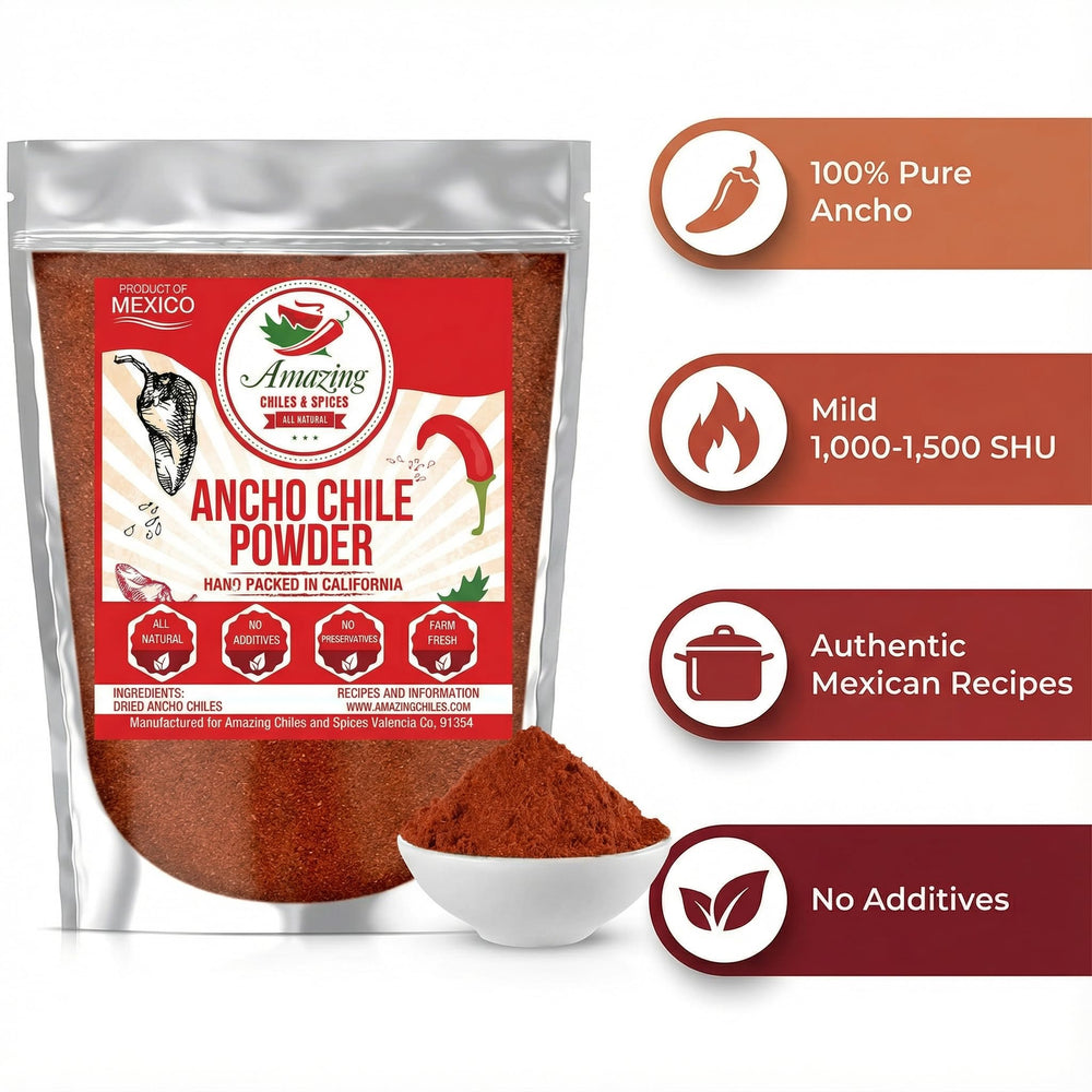 Perfect for traditional mole and sauces, ancho powder deepens color and aroma.