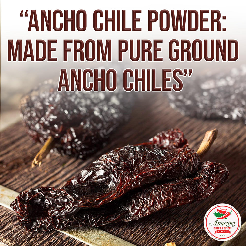 Packaging of Amazing Chiles & Spices ancho powder preserves freshness and aroma.