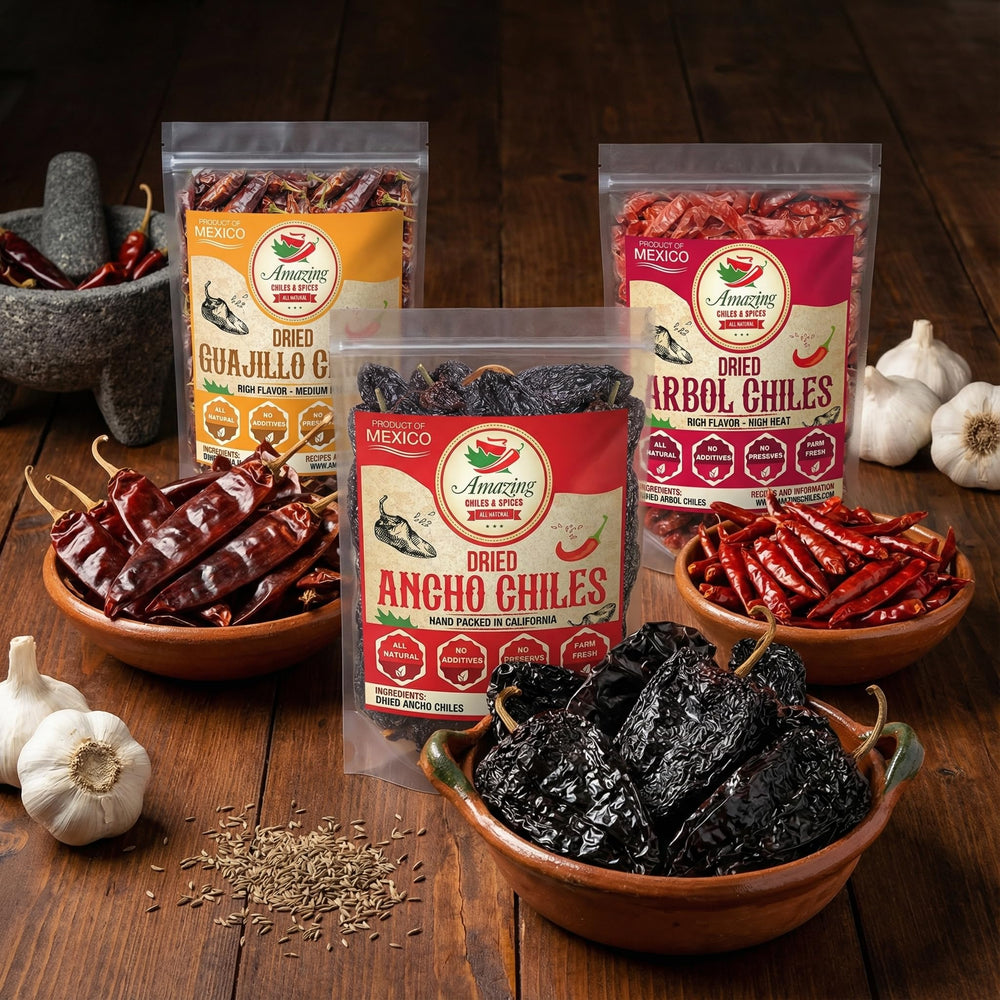 Amazing Chiles and Spices arbol chile dried for medium heat and vibrant salsas.