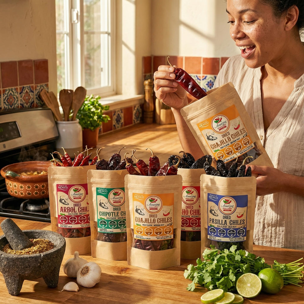 Amazing Chiles & Spices cascabel dried peppers offer mild to medium warmth