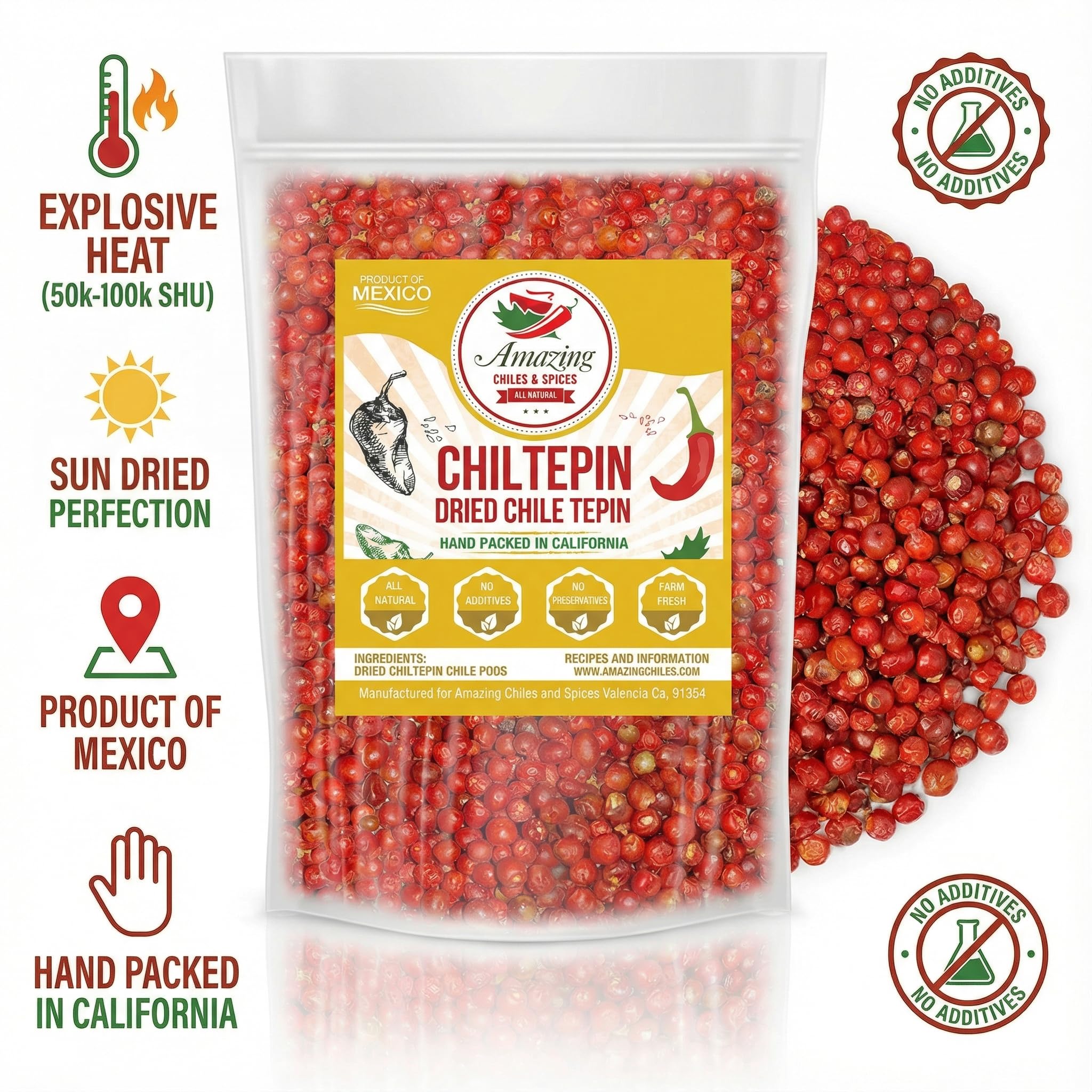 Amazing Chiles & Spices dried chiltepin for quick salsa heat.