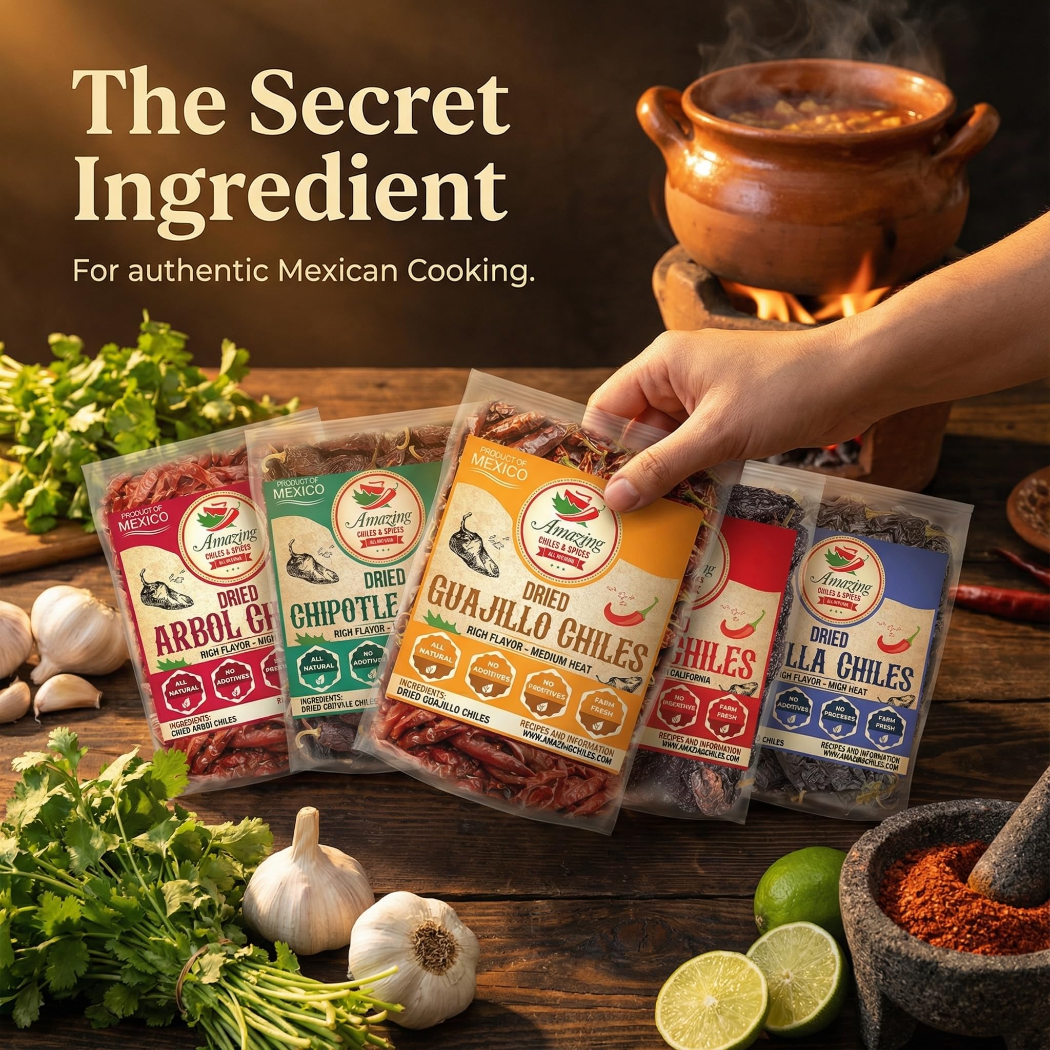 Amazing Chiles & Spices chipotle dried peppers deliver rich smokiness