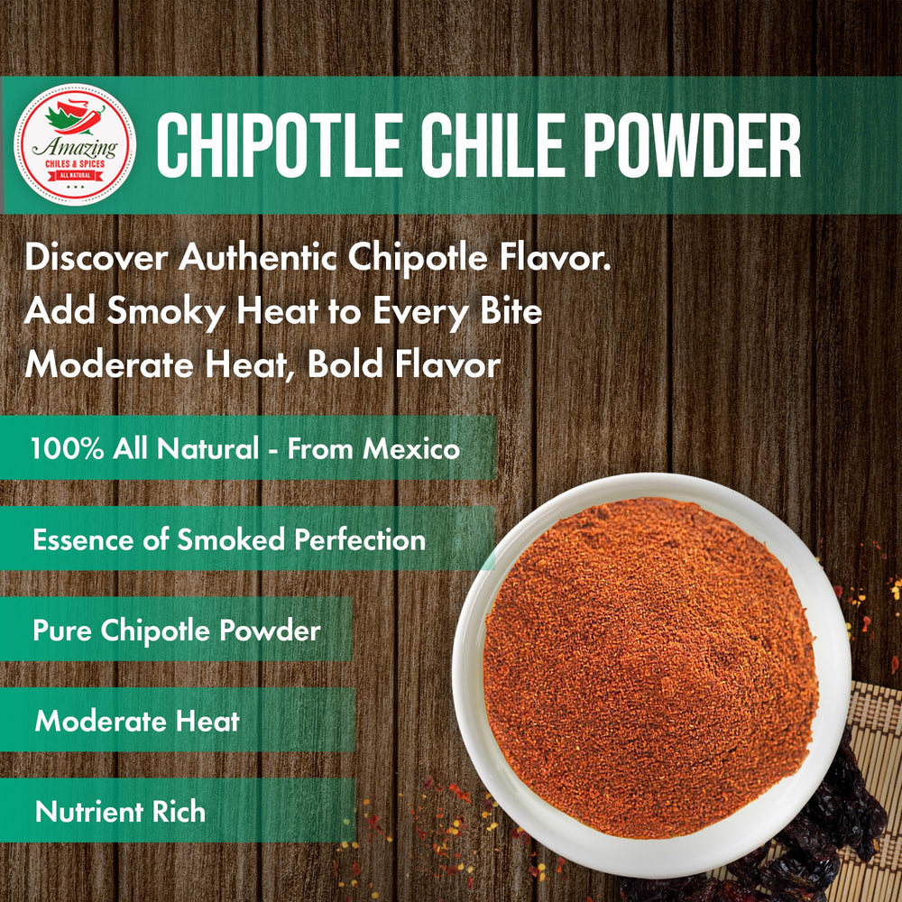 Amazing Chiles & Spices chipotle powder smoked aroma enhances grilled meats.