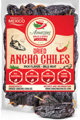 Amazing Chiles & Spices dried ancho chiles 8oz bag perfect for authentic mole and sauces.