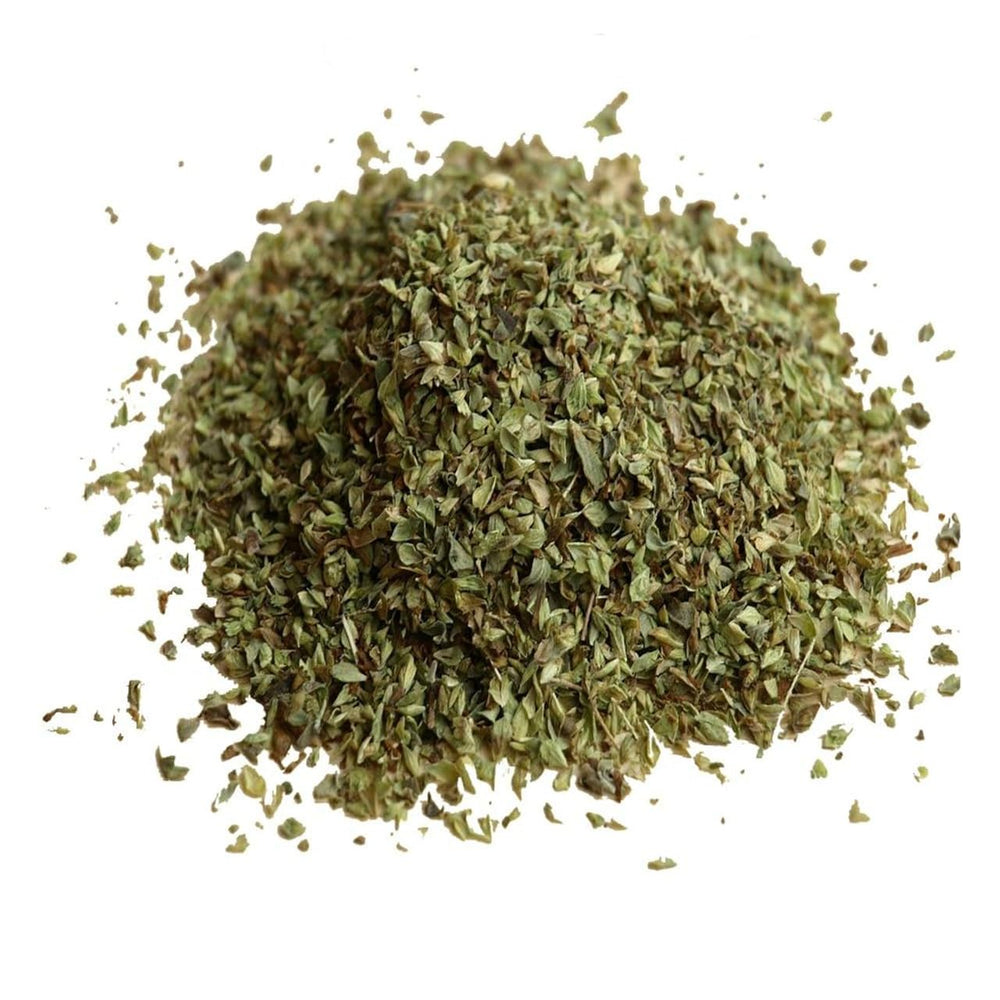 Amazing Chiles & Spices dried oregano leaves in bowl enhances flavor for marinades and sauces.