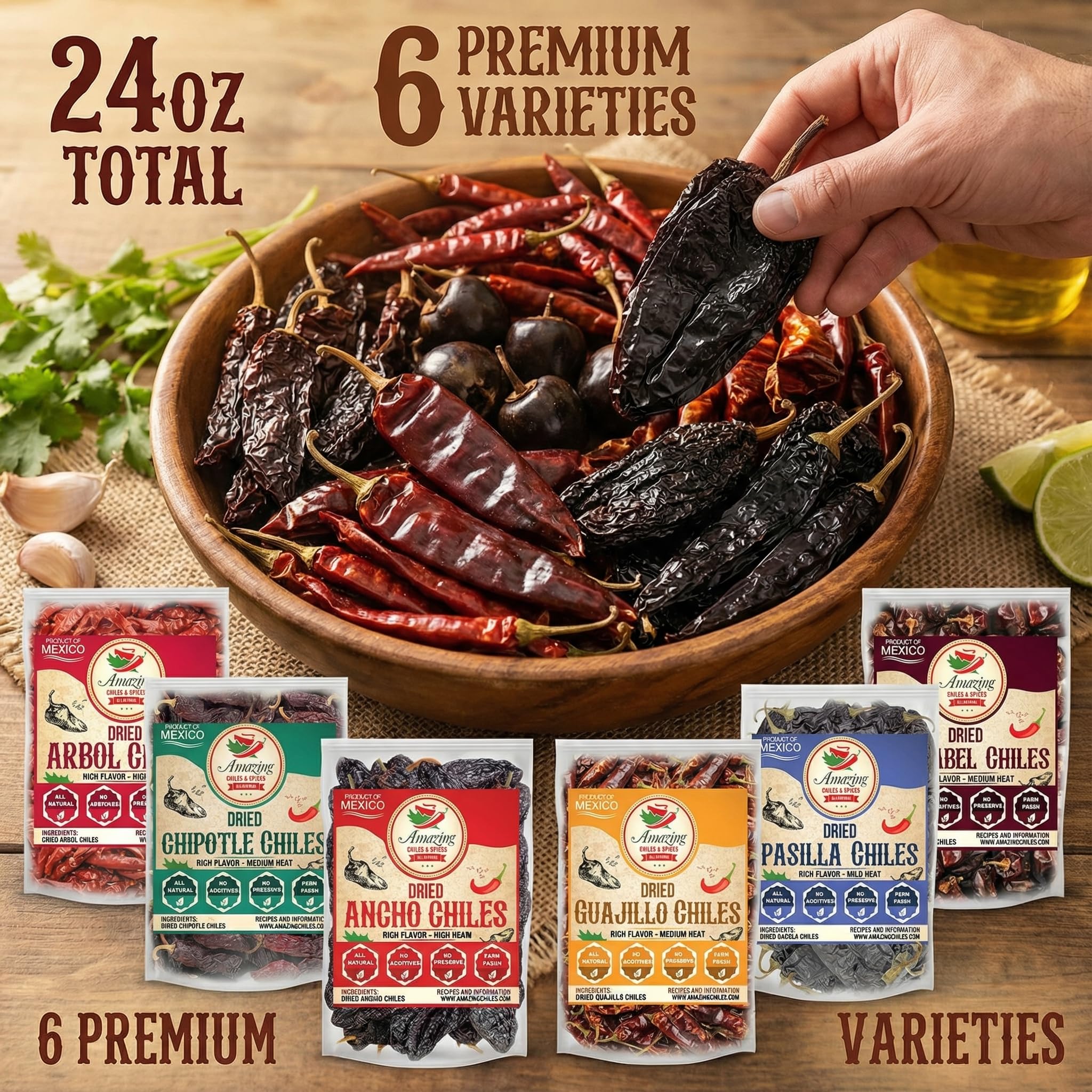 Amazing Chiles & Spices guajillo dried peppers add vibrant heat