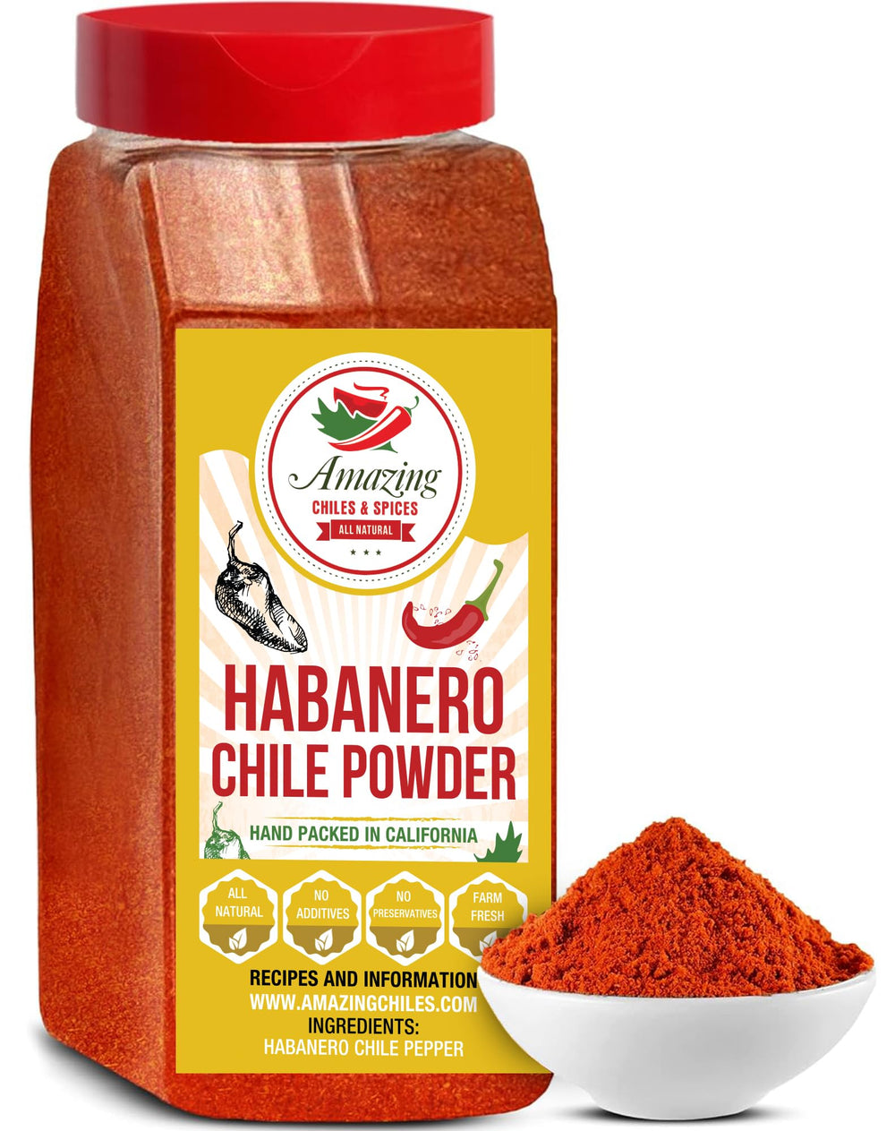 Amazing Chiles & Spices habanero powder 1lb packaging shows bulk size for busy kitchens