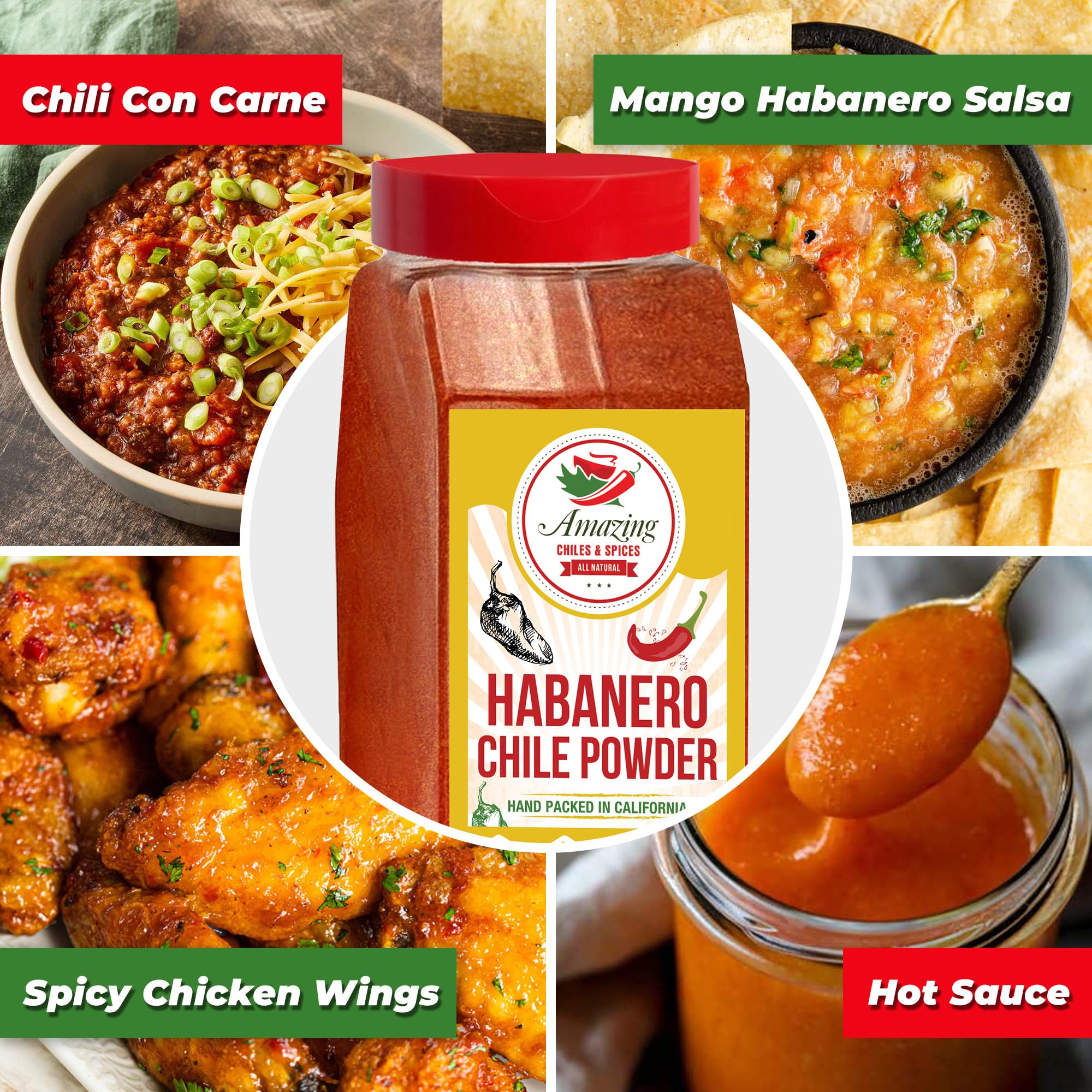 Close-up of Amazing Chiles & Spices habanero powder reveals fine texture and vibrant color