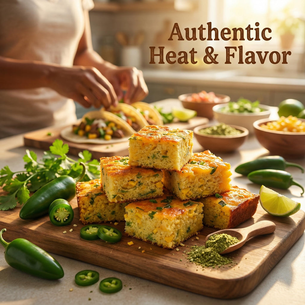 Cornbread with jalapeno powder for a subtle kick