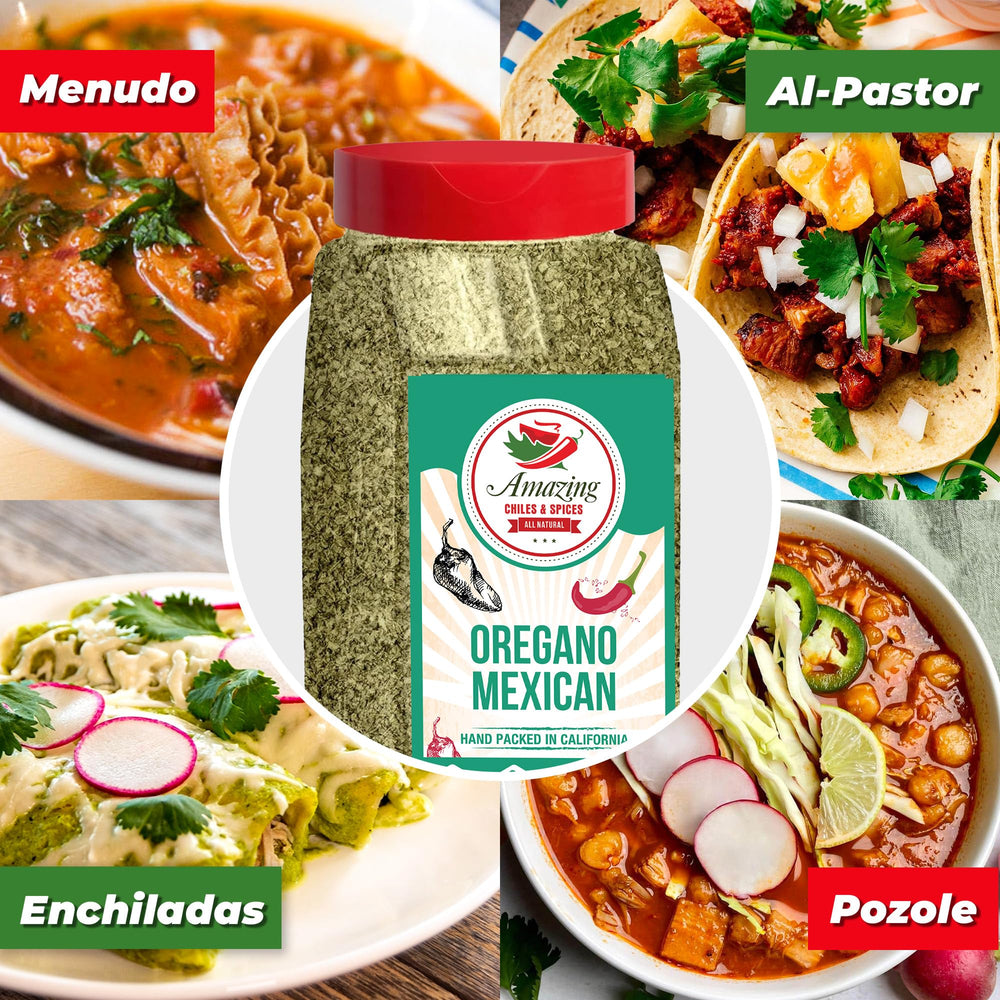 Amazing Chiles & Spices oregano bag reseal on counter for fresh flavor retention.