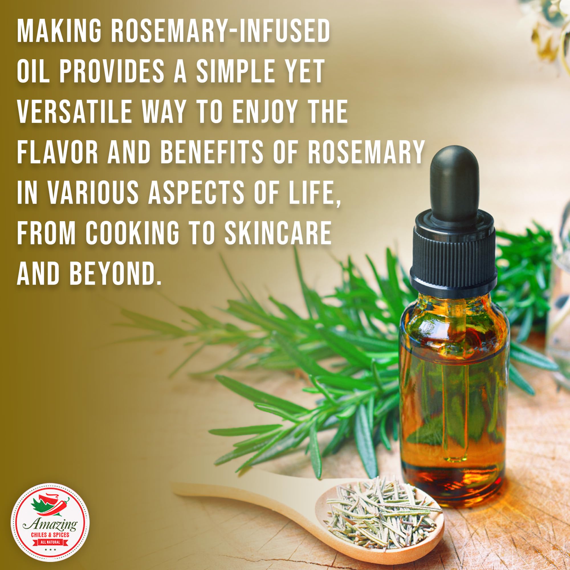 Amazing Chiles & Spices rosemary on Italian bread for savory aroma.