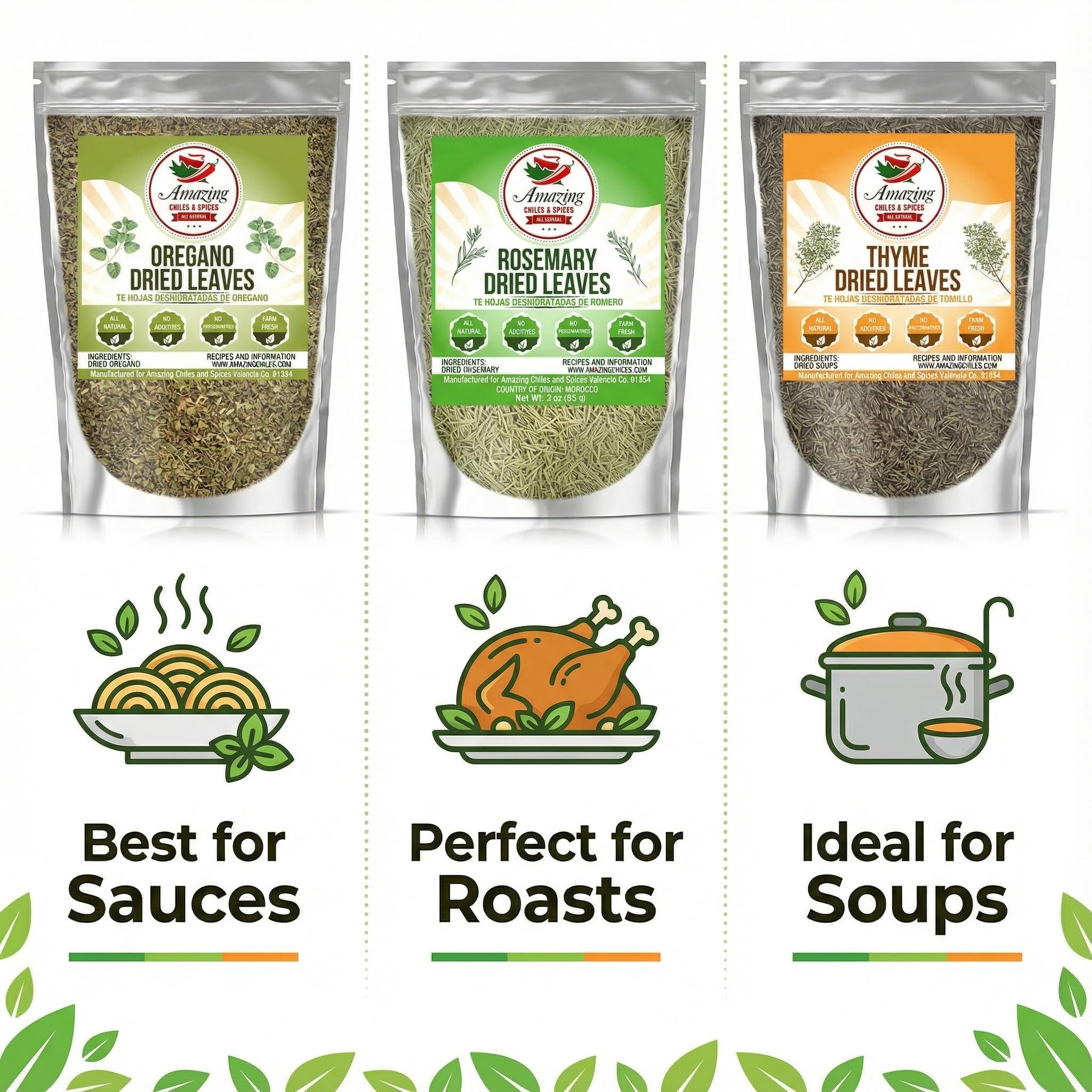 Amazing Chiles & Spices rosemary thyme oregano in kitchen for versatile flavor