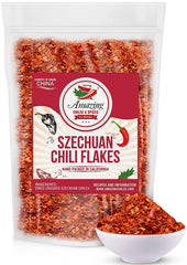 Amazing Chiles & Spices Sichuan chili flakes bottle pour adds balanced heat to dishes