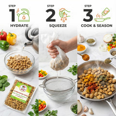 Amazing Chiles TVP tacos; protein boost without animal ingredients.