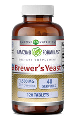 Amazing Formulas Brewers Yeast bottle closeup highlighting 1500 mg per serving.