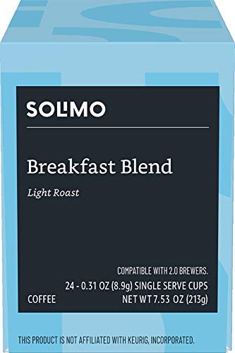 Solimo pods compatible with Keurig brewers suitable for 1.0 and 2.0 models.