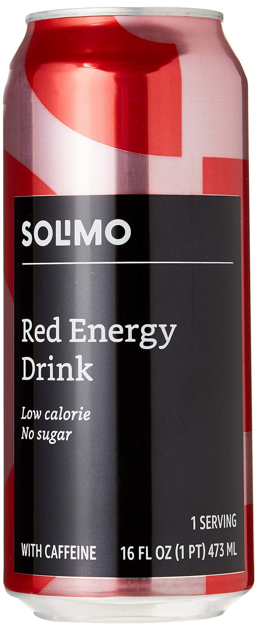 Solimo Red Energy Drink can highlights 152 mg caffeine for focused moments.
