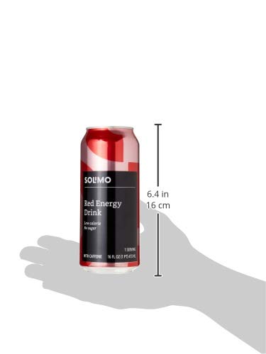 Solimo Red Energy Drink lightly carbonated, refreshing pick-me-up for study or workouts.
