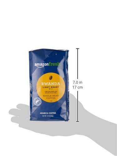 Close-up of Amazon Fresh 12-ounce bag ready for grinding