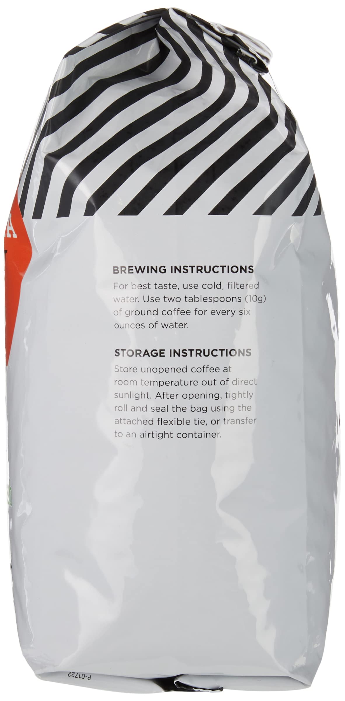 Amazon Fresh Colombia coffee bag back with roast details for informed choices.