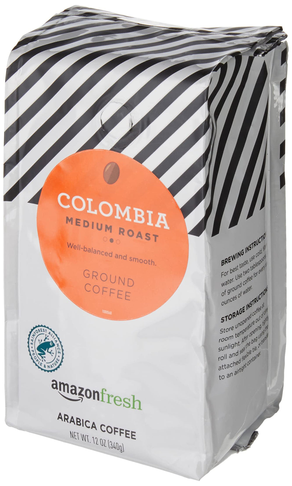 Amazon Fresh Colombia coffee beans close-up highlighting 100% Arabica quality