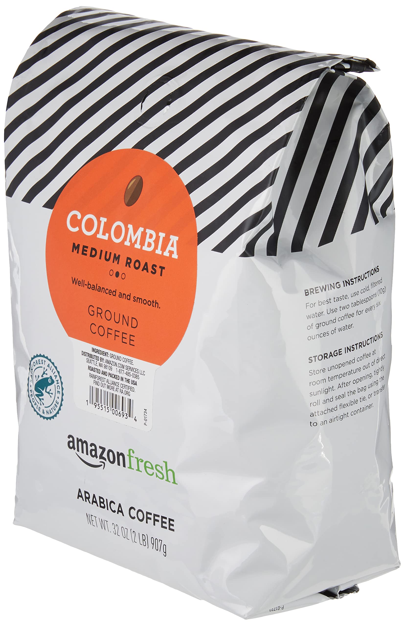 Amazon Fresh Colombia roasted beans close-up with rich aroma