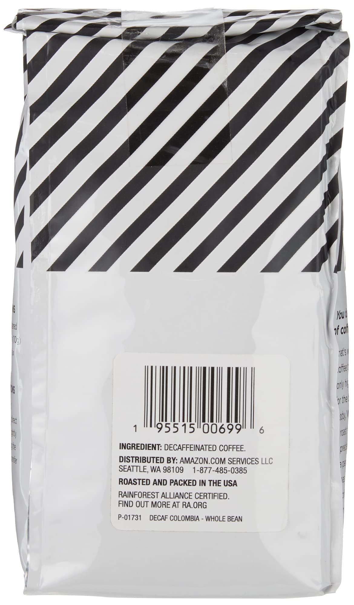 Amazon Fresh decaf Colombia roasted packaging preserves peak freshness