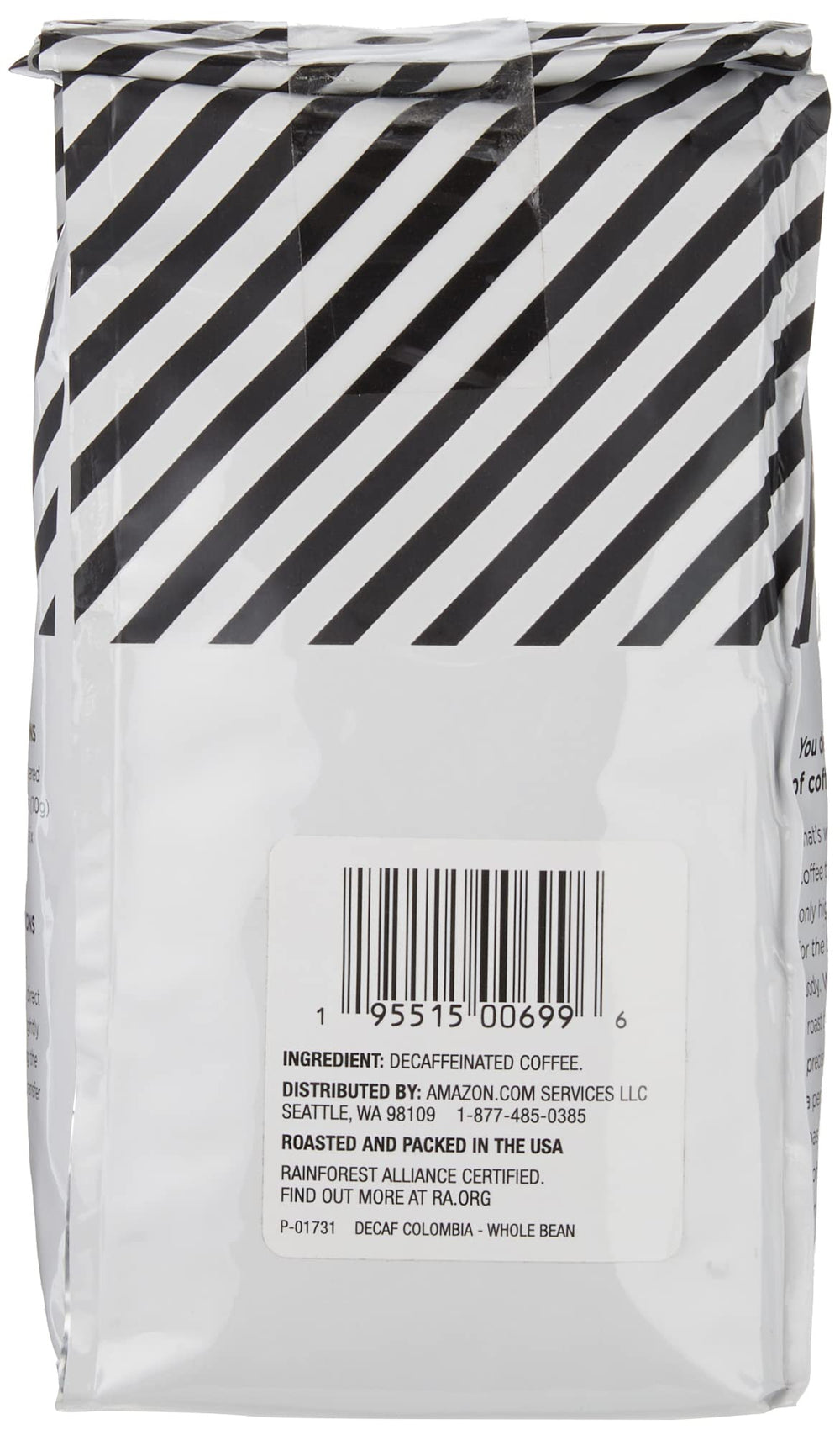 Amazon Fresh decaf Colombia roasted packaging preserves peak freshness