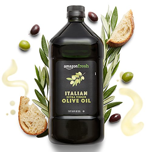Amazon Fresh Italian olive oil bottle for cooking and finishing with a smooth peppered note.