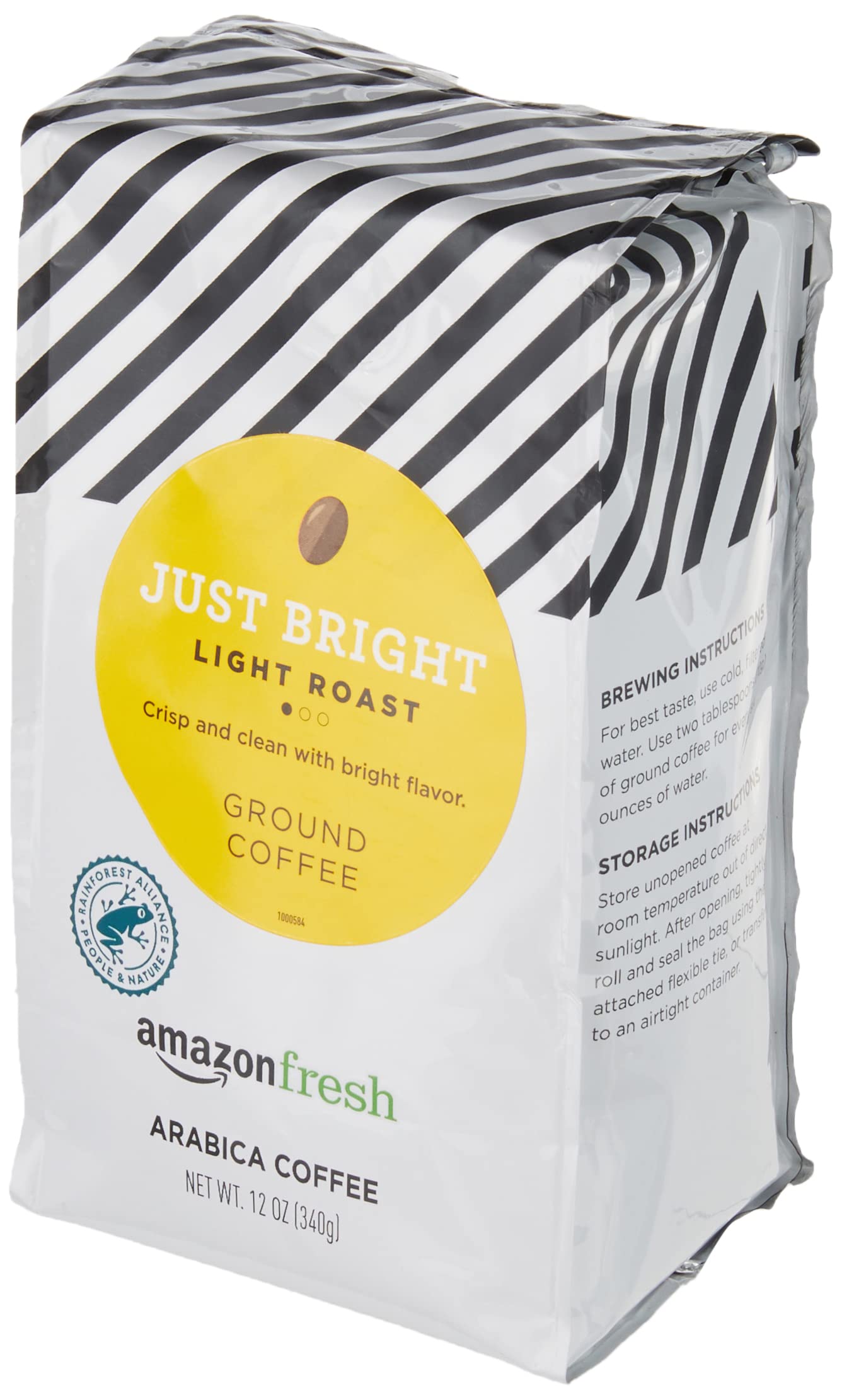 Amazon Fresh Just Bright light roast 12-ounce package for easy mornings