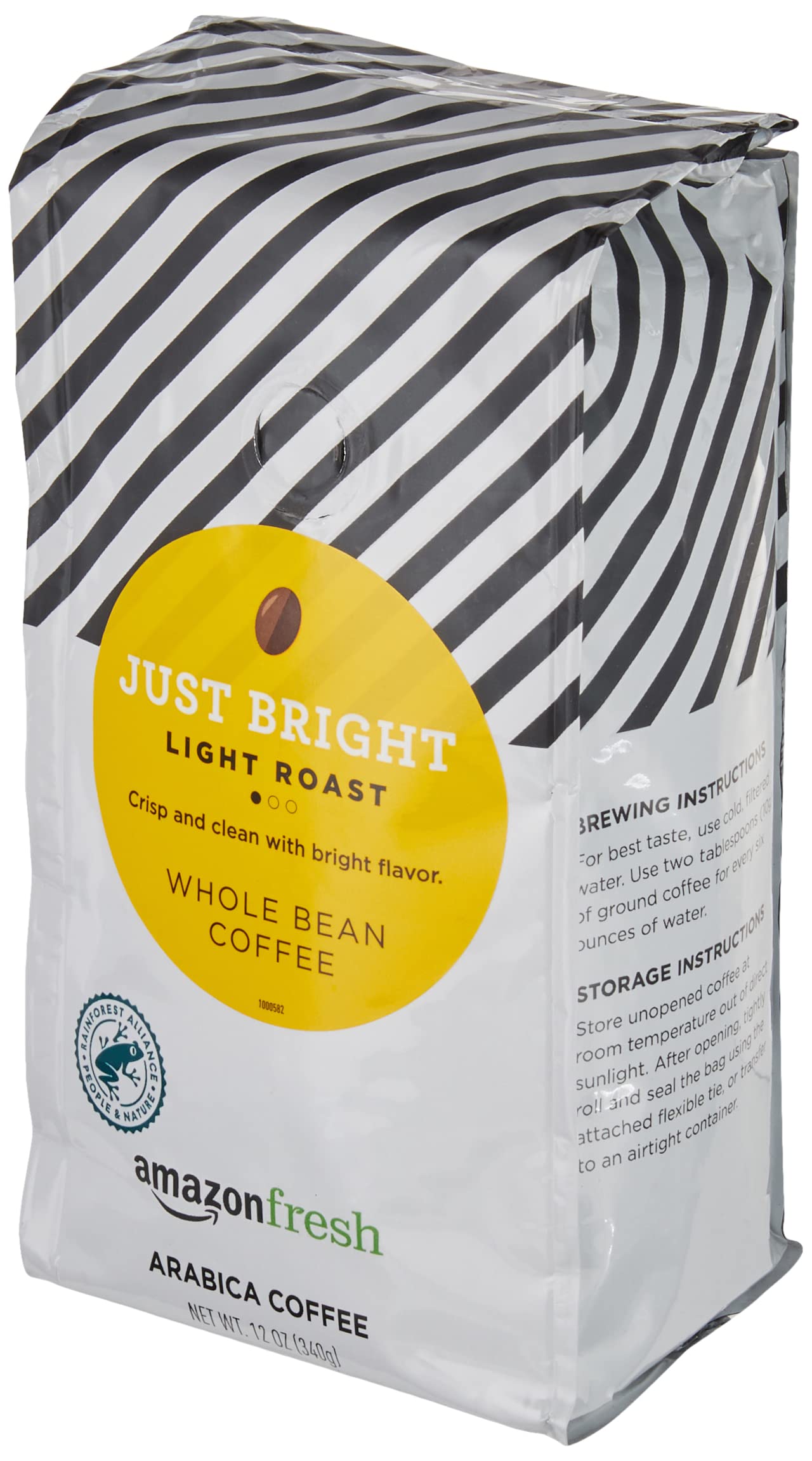 Amazon Fresh Just Bright three-pack coffee bags provide convenient daily brewing options.