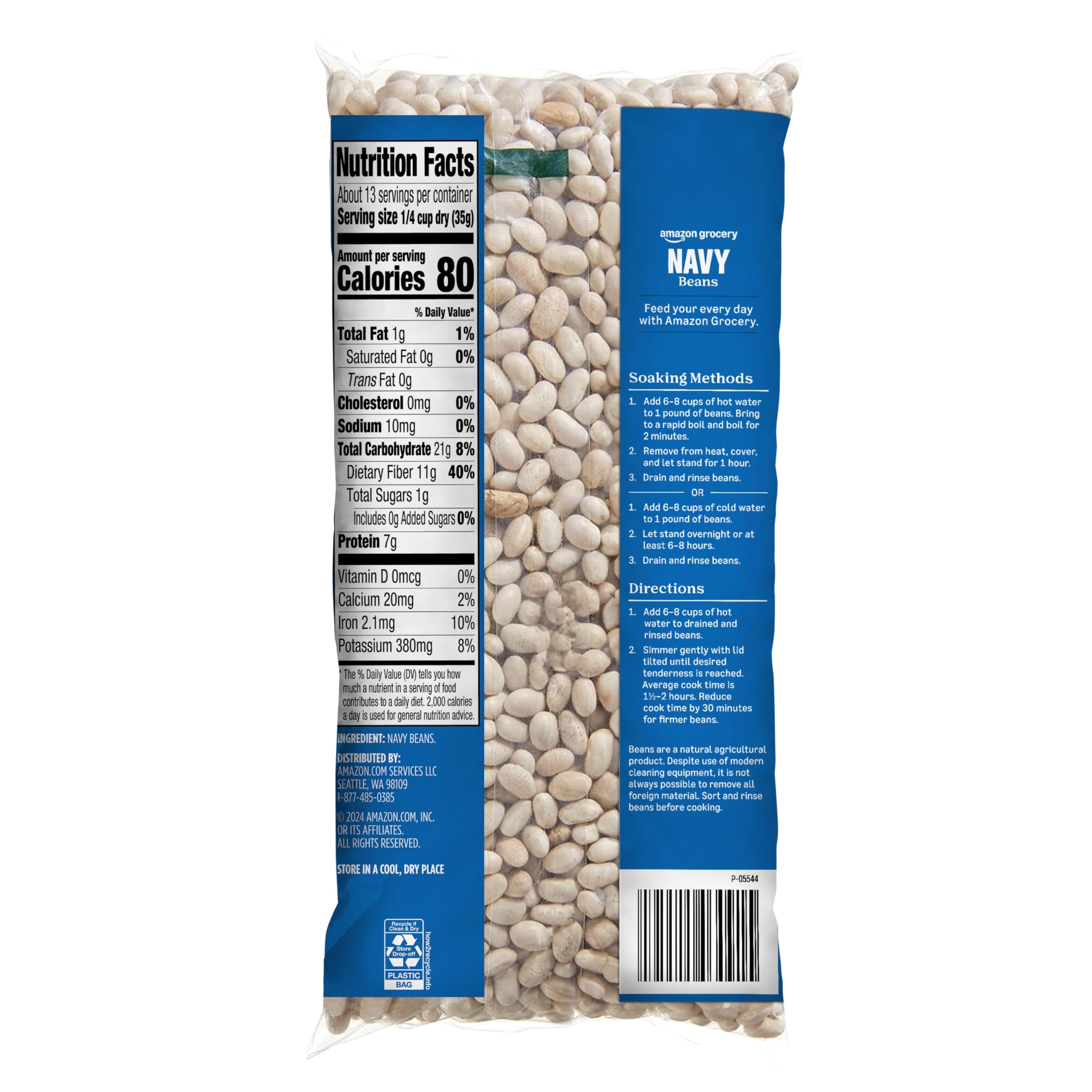 Amazon Fresh Navy Beans measuring cup, ready for precise portions and easy meal prep.