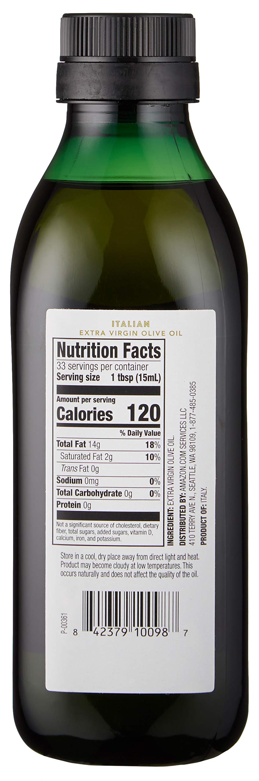 Amazon Fresh olive oil bottle for dressing and marinating, delivering vibrant, flavorful finishes.