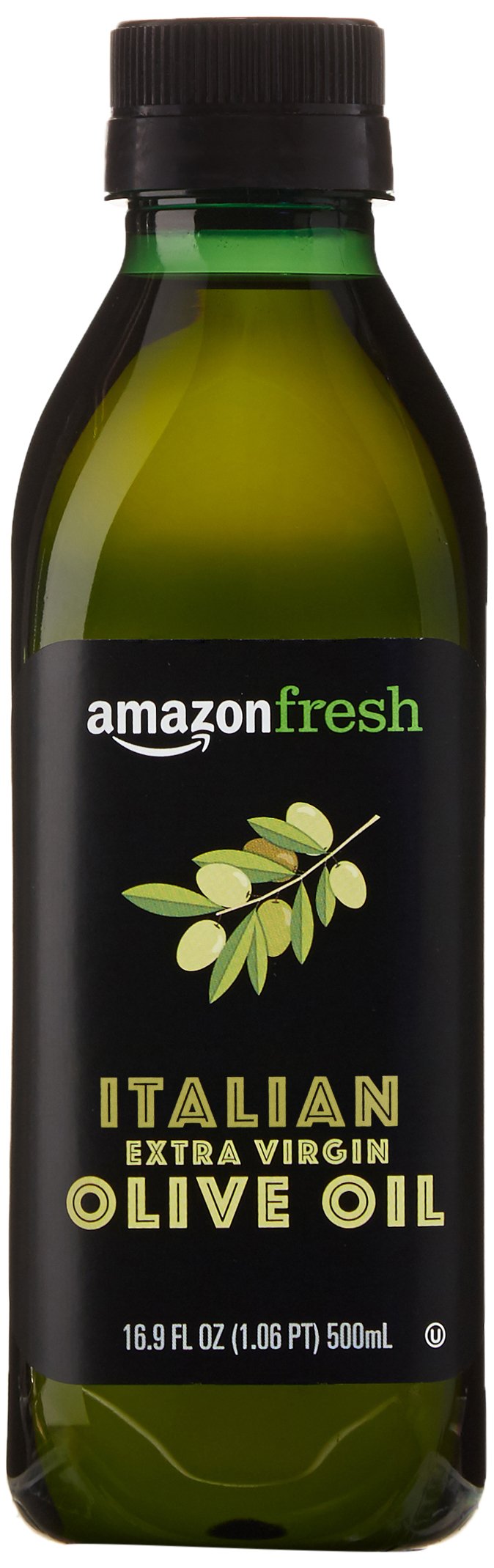 Amazon Fresh olive oil pour shows smooth stream ideal for high heat frying and sauteing.