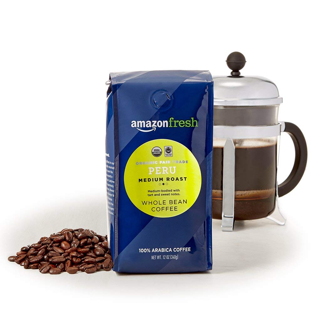 Amazon Fresh Peru coffee whole bean 12oz bag