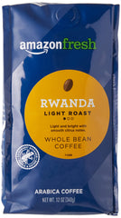 Amazon Fresh Rwanda whole bean light roast 12oz for a bright cup with citrus notes