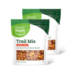 Amazon Fresh Sweet & Spicy Trail Mix bag ready for on-the-go snacking