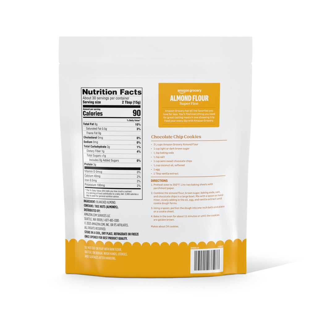 Amazon Grocery almond flour bag close-up for light, airy batters.