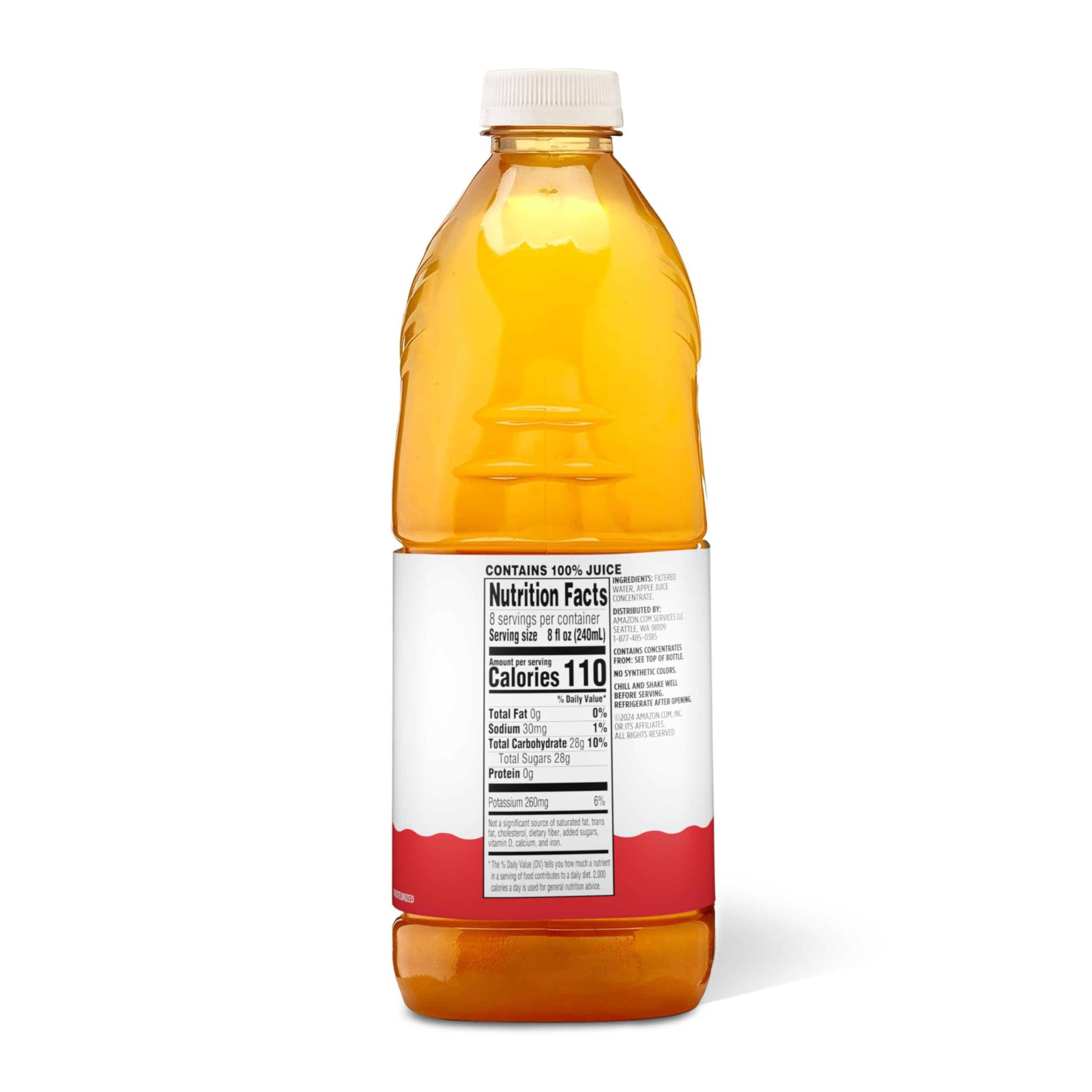 Amazon Grocery Apple Cider 64oz label close-up highlighting ingredients and authenticity.