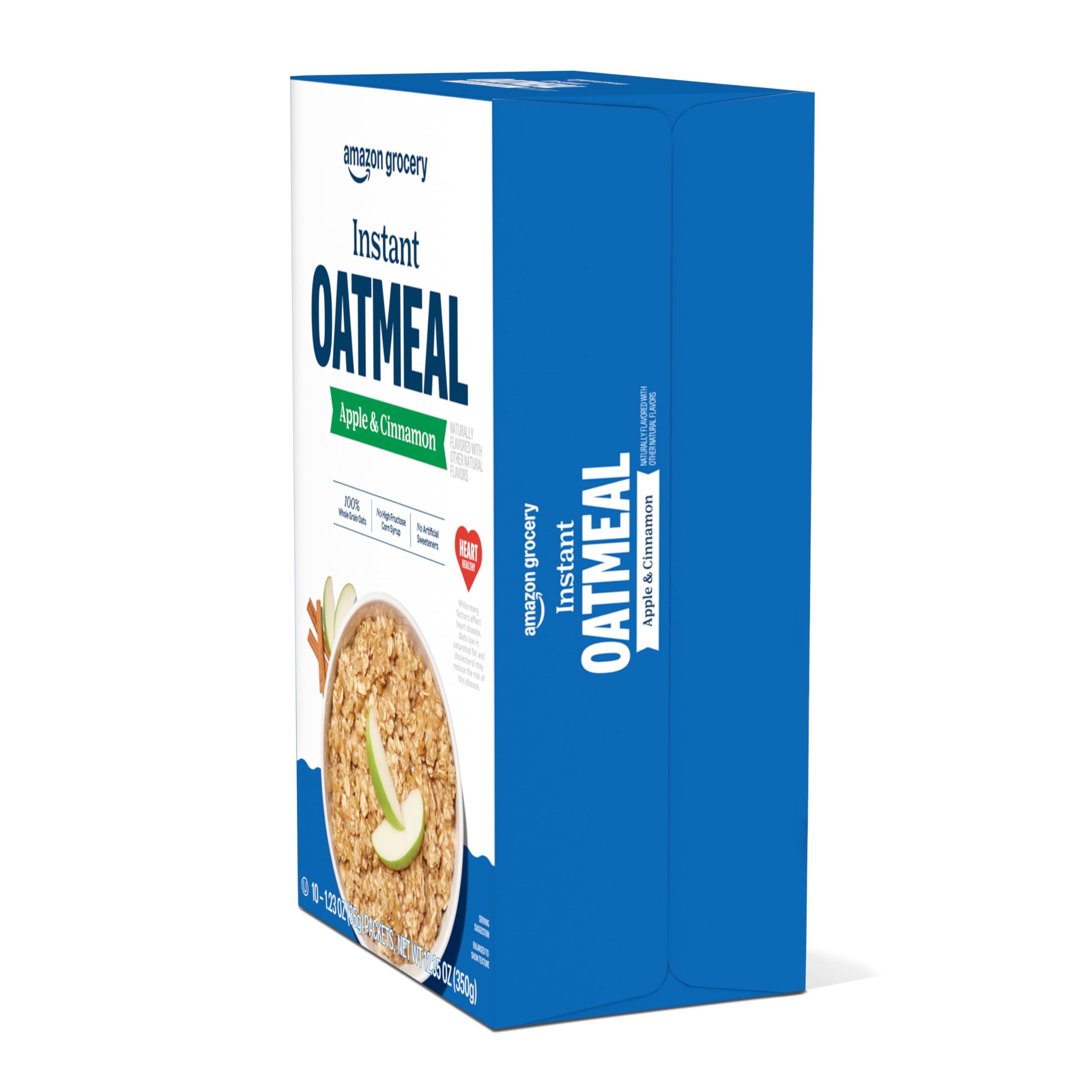 Amazon Grocery Apple Cinnamon Instant Oatmeal oats close-up for wholesome flavor.