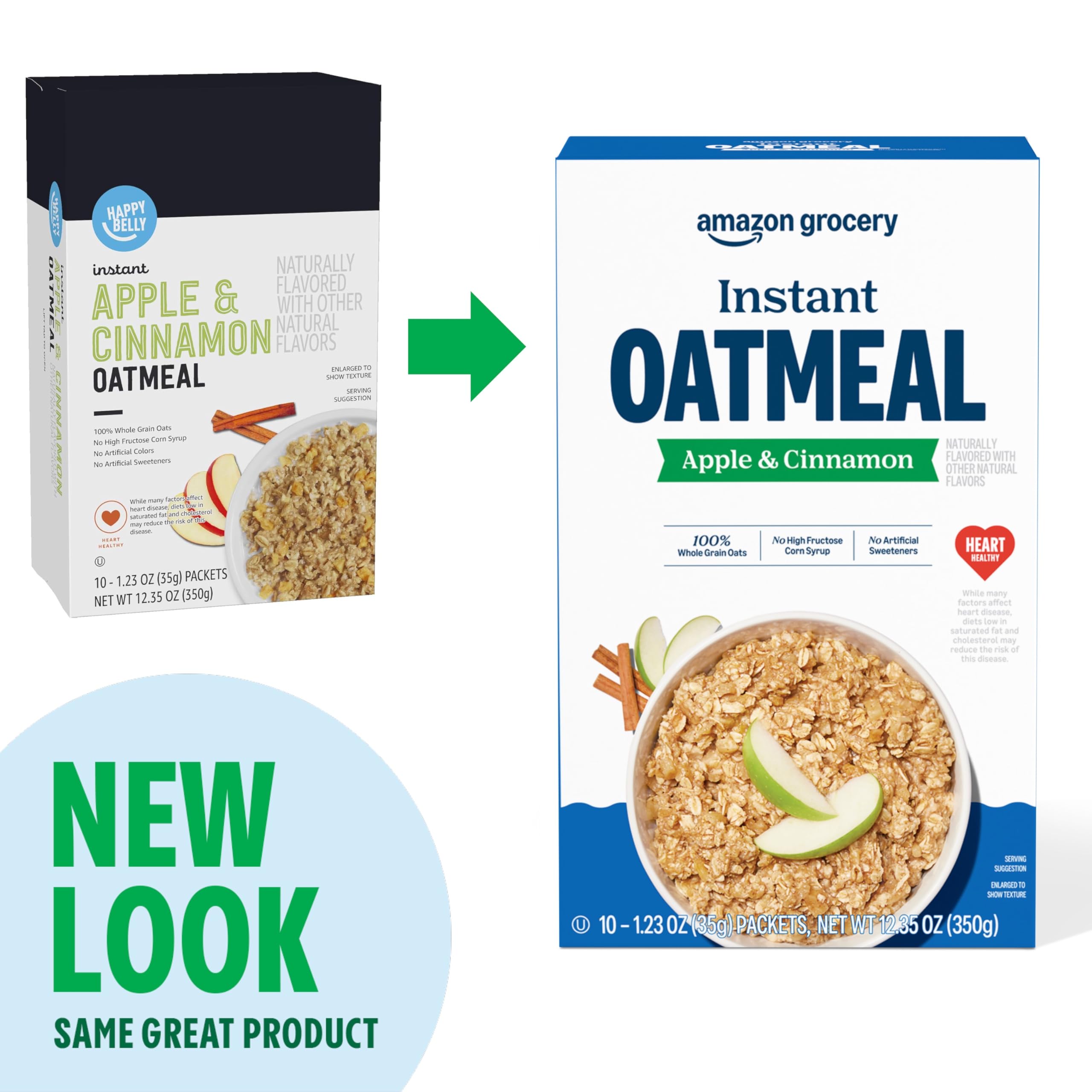 Amazon Grocery Apple Cinnamon Instant Oatmeal serving bowl, steam rising in minutes.