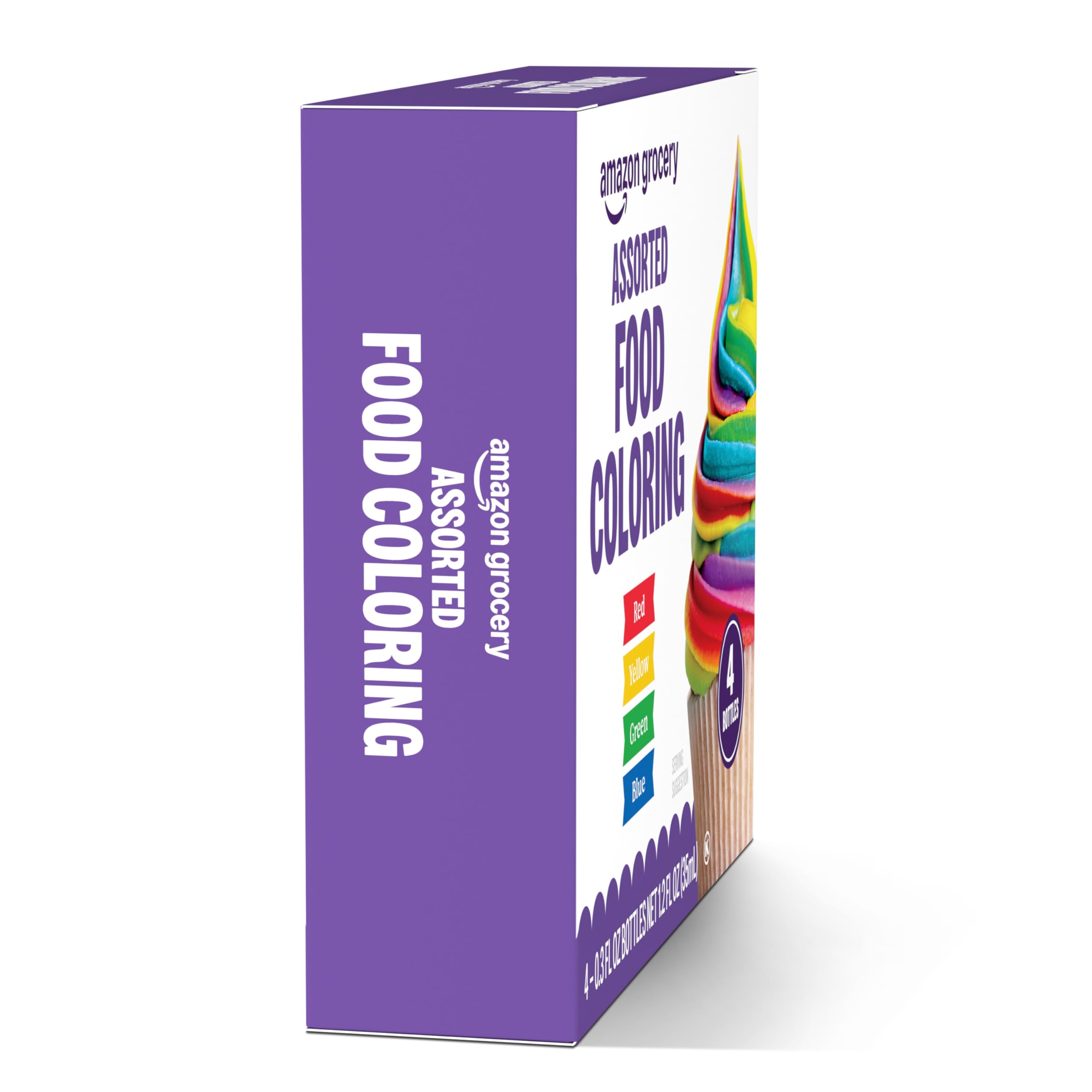 Amazon Grocery Assorted Food Coloring blue bottle creates vibrant borders and candy colors.