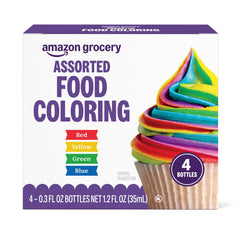 Amazon Grocery Assorted Food Coloring red bottle for bright icing.