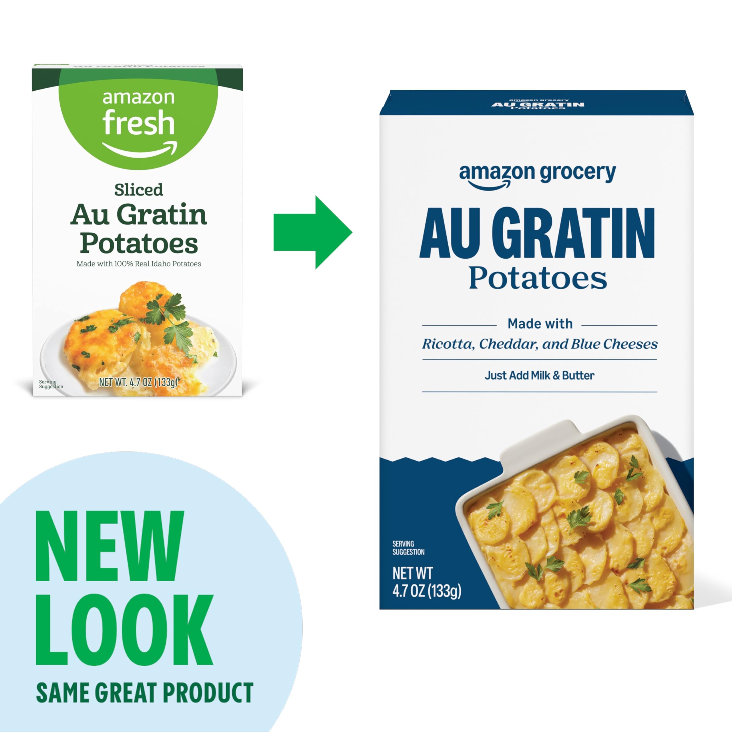 Prepared dish image showing creamy, golden crust from Amazon Grocery mix.