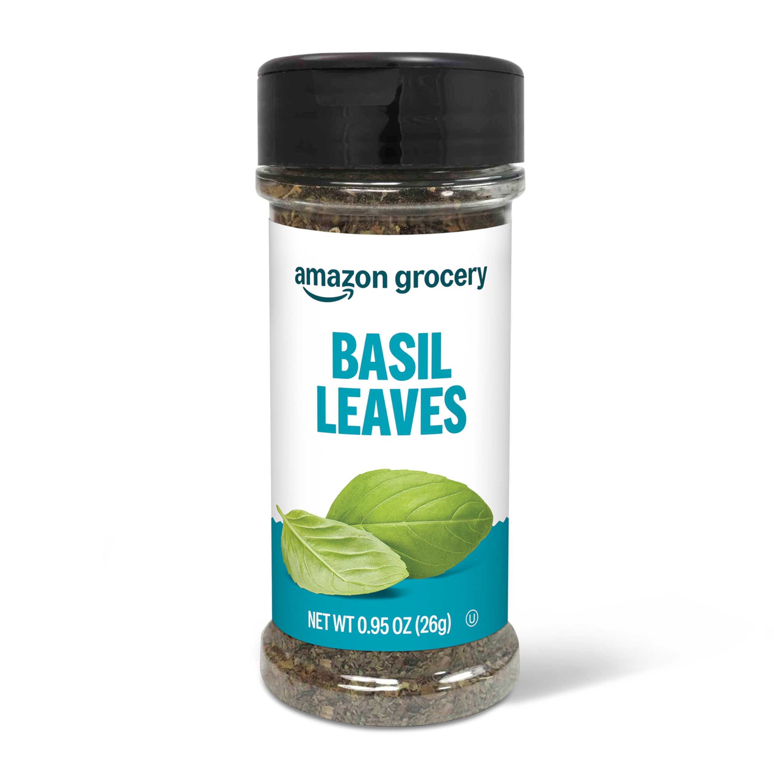 Amazon Grocery Basil Leaves 0.95oz container boosts flavor in everyday meals.