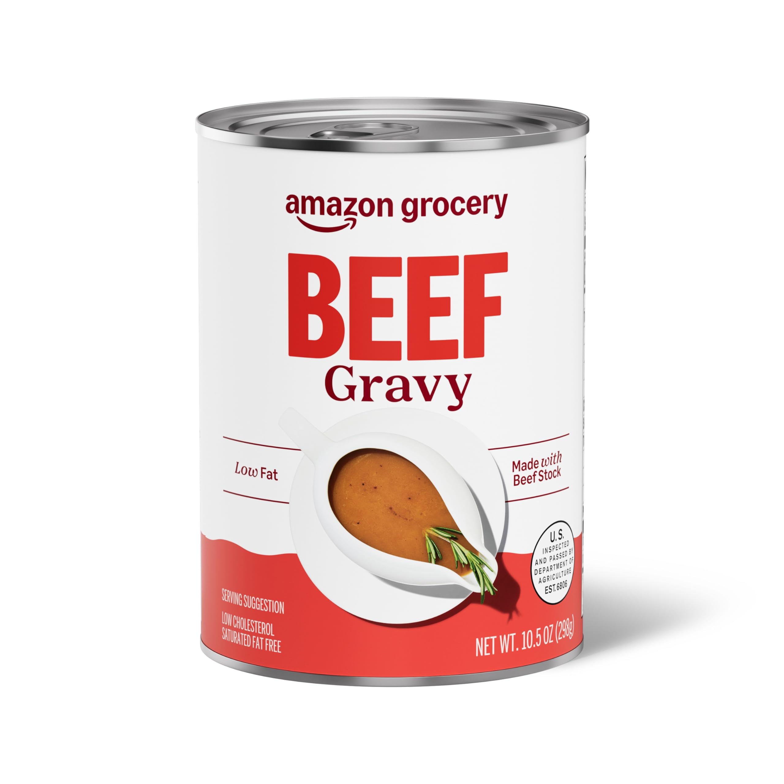Amazon Grocery Beef Gravy can front view emphasizes real beef stock and depth of flavor