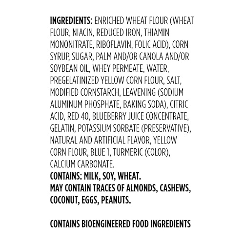 Amazon Grocery Blueberry Frosted Toaster Pastries back lists allergen ingredients for mindful shoppers.