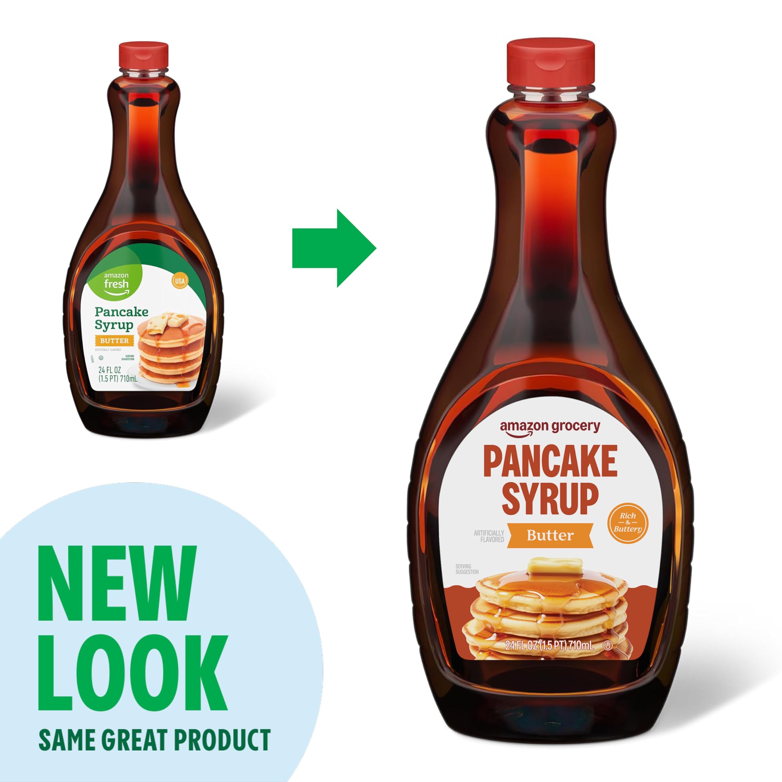 Amazon Grocery breakfast table setup with syrup ready to serve