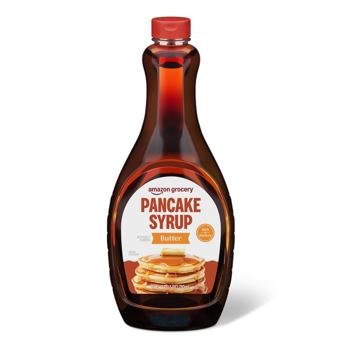 Amazon Grocery butter flavor pancake syrup bottle ready for breakfast